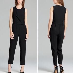Theory Daimine Register Jumpsuit 8 Black Work Zip Ankle Designer Business Casual